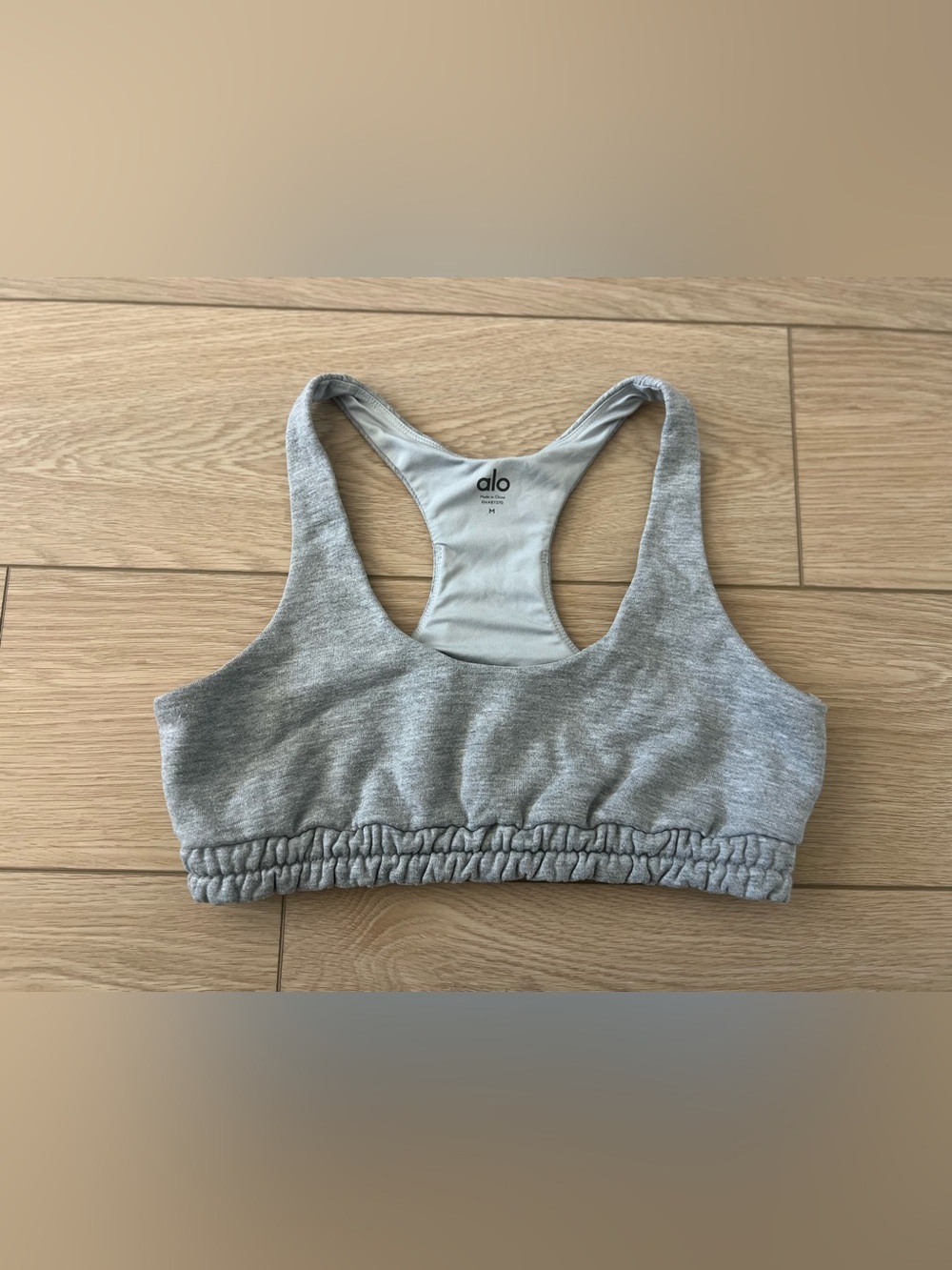Alo Yoga scoop neck sweatshirt bra heathered gray size medium